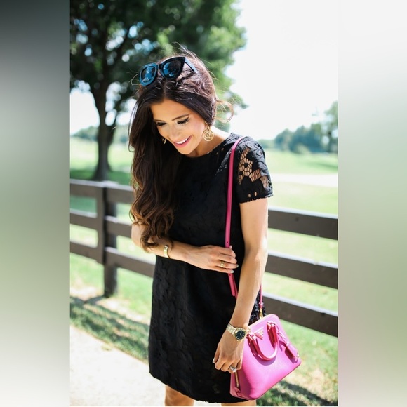 CeCe Women's Black Lace Dress Size 10” Fully Lined Short Sleeve - Picture 10 of 10